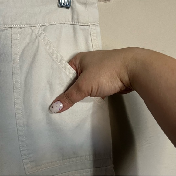 Cali 1850 White Modern Tech Look Wide Leg Baggy Cargo Pants - Picture 4 of 7